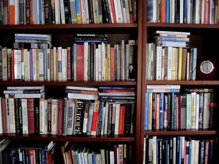 Bookshelves with books